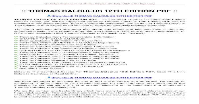 Calculus thomas edition solution 11th pdf manual ebookscart