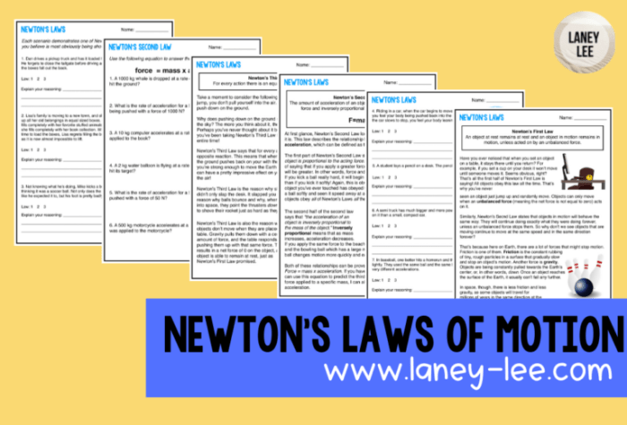 Newton's second law of motion worksheet answers