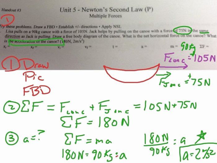 Newton's second law of motion worksheet answers